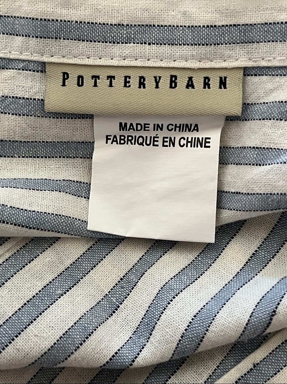 Pottery Barn pillow Shams
Linen blend Blue &  White Striped 
Standard Sz